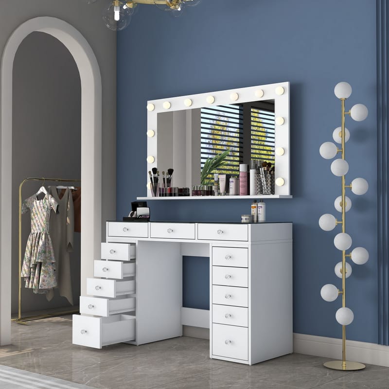 Bralen Sminkbord 120x79,8x44,5 cm - Vit - Möbler - Bord & matgrupper - Sminkbord & toalettbord