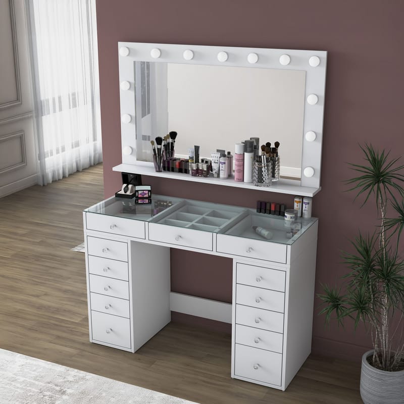 Bralen Sminkbord 120x79,8x44,5 cm - Vit - Möbler - Bord & matgrupper - Sminkbord & toalettbord