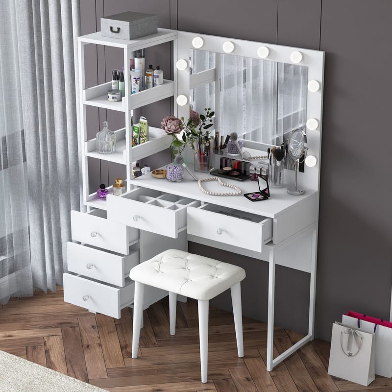 Bralen Sminkbord 120x79,8x44,5 cm - Vit - Möbler - Bord & matgrupper - Sminkbord & toalettbord