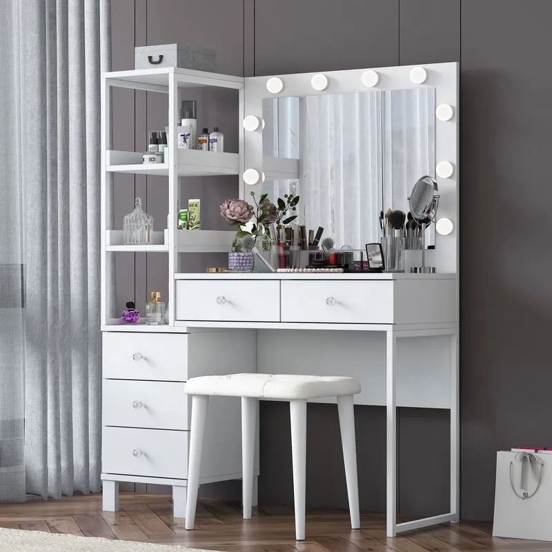 Bralen Sminkbord 120x79,8x44,5 cm - Vit - Möbler - Bord & matgrupper - Sminkbord & toalettbord