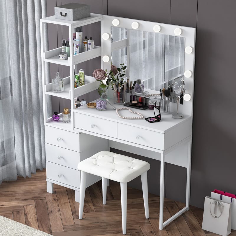Bralen Sminkbord 120x79,8x44,5 cm - Vit - Möbler - Bord & matgrupper - Sminkbord & toalettbord