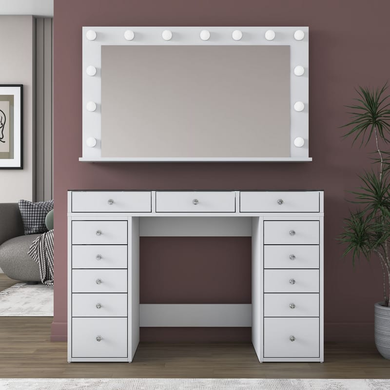 Bralen Sminkbord 120x79,8x44,5 cm - Vit - Möbler - Bord & matgrupper - Sminkbord & toalettbord