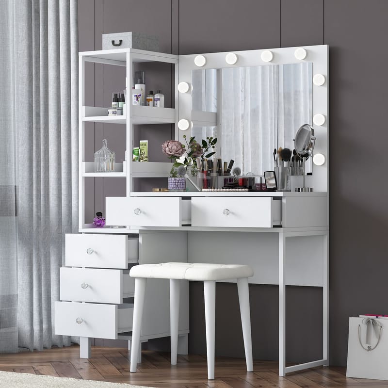 Bralen Sminkbord 120x79,8x44,5 cm - Vit - Möbler - Bord & matgrupper - Sminkbord & toalettbord