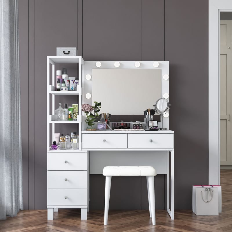 Bralen Sminkbord 120x79,8x44,5 cm - Vit - Möbler - Bord & matgrupper - Sminkbord & toalettbord