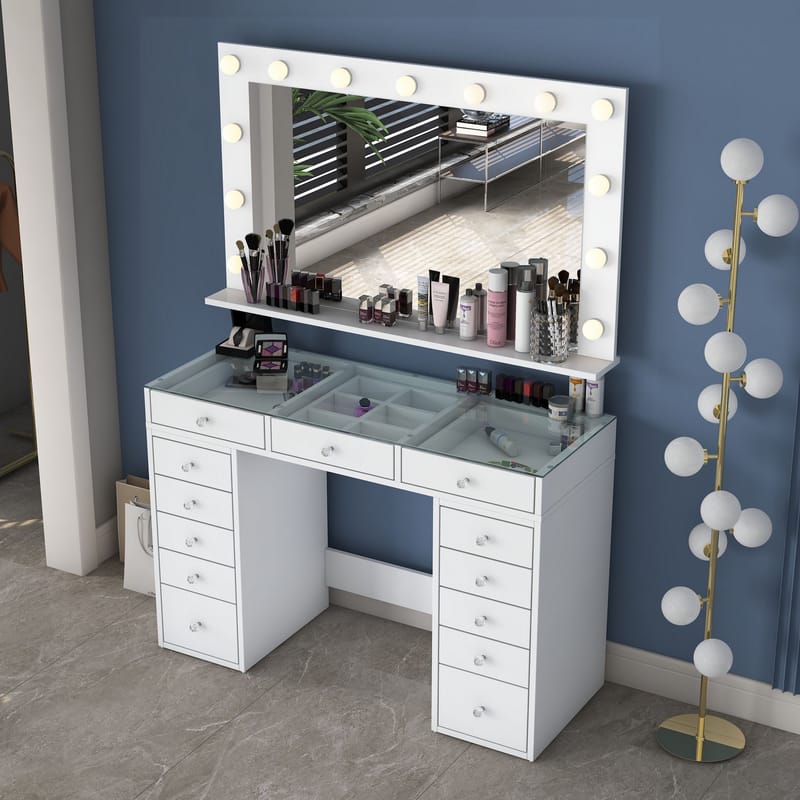 Bralen Sminkbord 120x79,8x44,5 cm - Vit - Möbler - Bord & matgrupper - Sminkbord & toalettbord