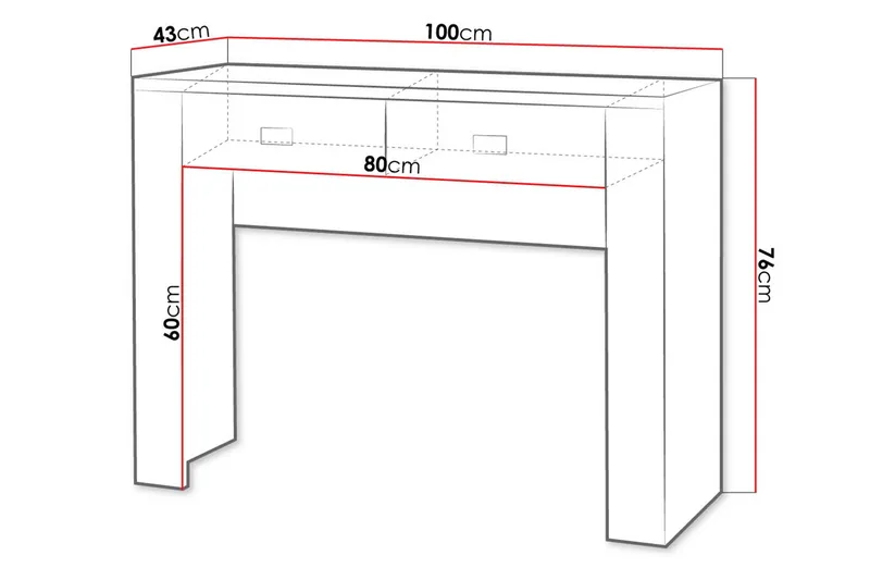 Cezar Sminkbord 100 cm med Förvaring i Trä med Ekutseende - Ek - Möbler - Bord & matgrupper - Sminkbord & toalettbord