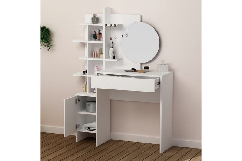 Decorta Sminkbord - Vit - Sminkbord med spegel - Sminkbord & toalettbord
