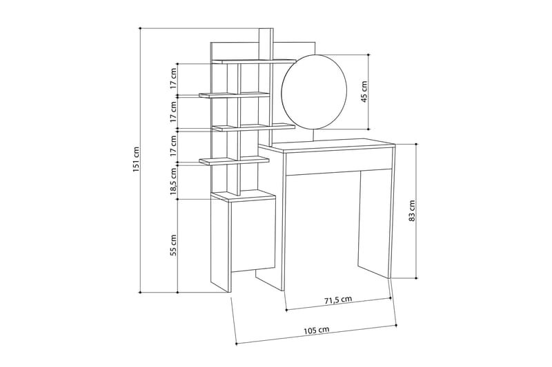 Decorta Sminkbord - Vit - Sminkbord med spegel - Sminkbord & toalettbord