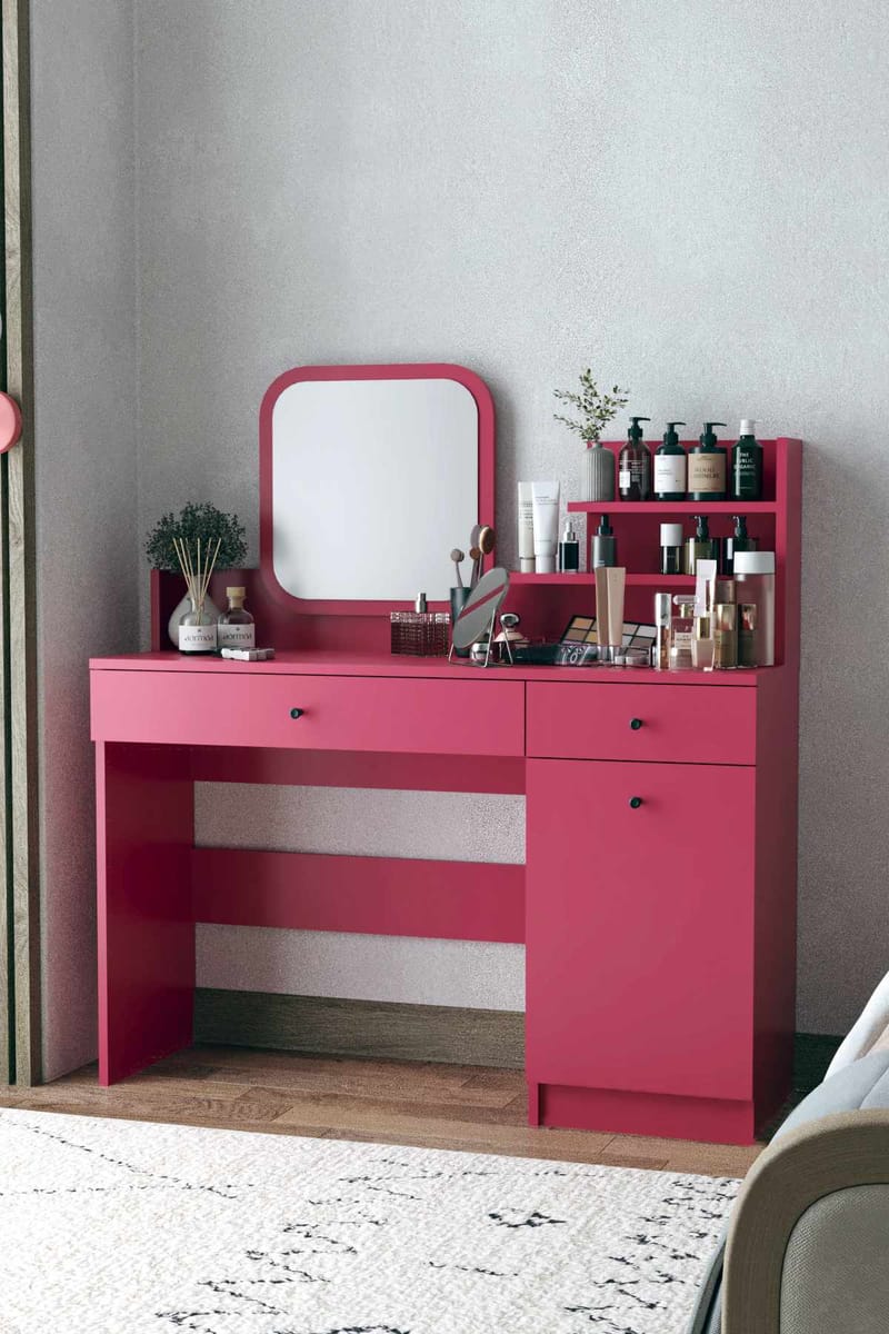 Fabrony Sminkbord med spegel 124 cm - Hallon - Möbler - Bord & matgrupper - Sminkbord & toalettbord - Sminkbord med spegel