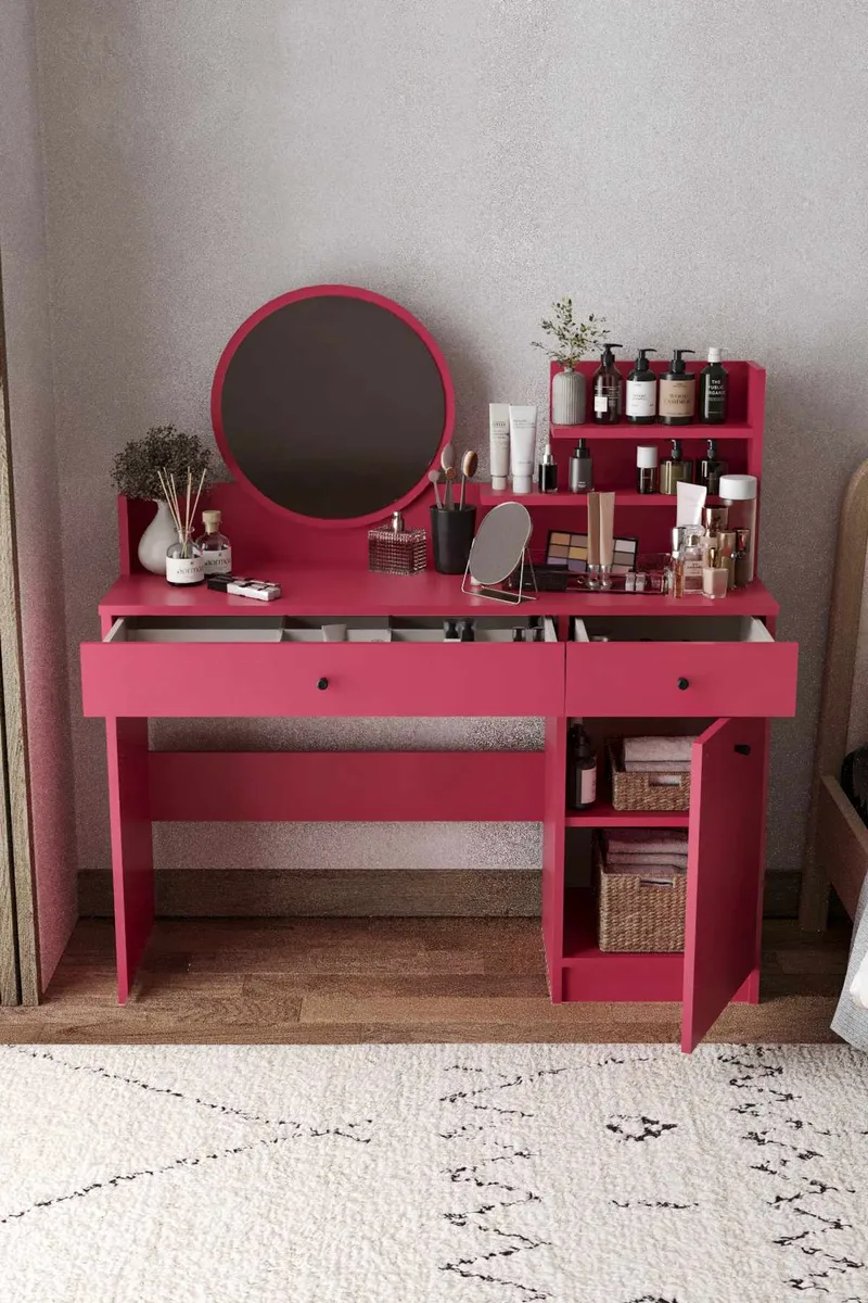 Fabrony Sminkbord med spegel 124 cm - Hallon - Möbler - Bord & matgrupper - Sminkbord & toalettbord - Sminkbord med spegel