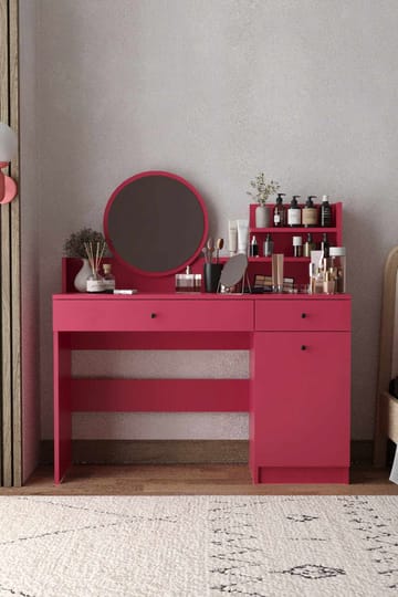 Fabrony Sminkbord med spegel 124 cm - Hallon - Möbler - Bord & matgrupper - Sminkbord & toalettbord
