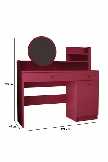 Fabrony Sminkbord med spegel 124 cm - Hallon - Möbler - Bord & matgrupper - Sminkbord & toalettbord