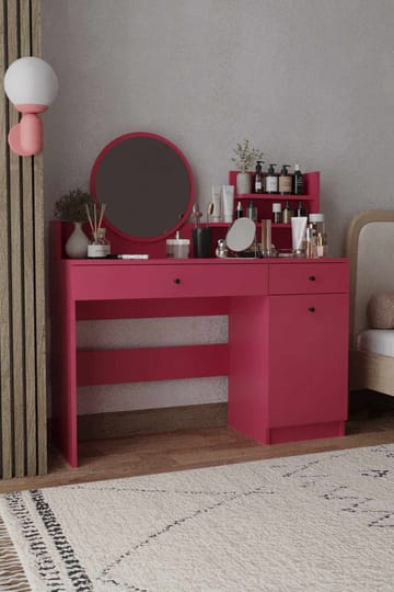 Fabrony Sminkbord med spegel 124 cm - Hallon - Möbler - Bord & matgrupper - Sminkbord & toalettbord