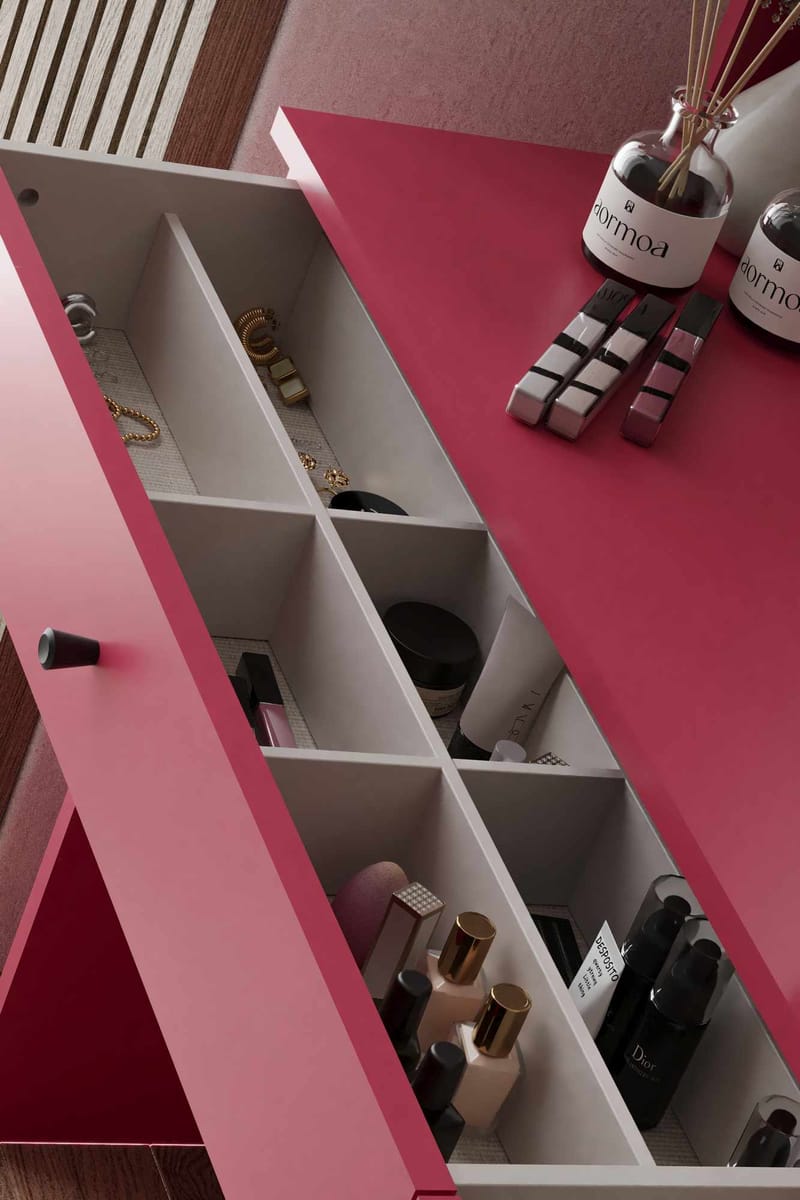 Fabrony Sminkbord med spegel 124 cm - Hallon - Möbler - Bord & matgrupper - Sminkbord & toalettbord - Sminkbord med spegel