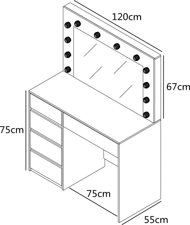 Facada svart sminkbord med spegel och LED-belysning - Svart - Möbler - Bord & matgrupper - Sminkbord & toalettbord - Sminkbord med spegel