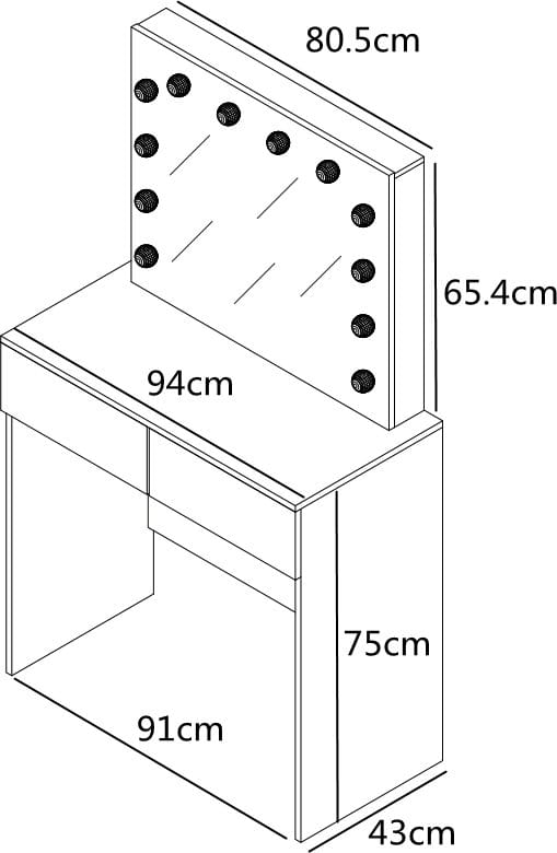 Facada vitt sminkbord med belysning 94 x 43 cm - Vit - Möbler - Bord & matgrupper - Sminkbord & toalettbord - Sminkbord med spegel