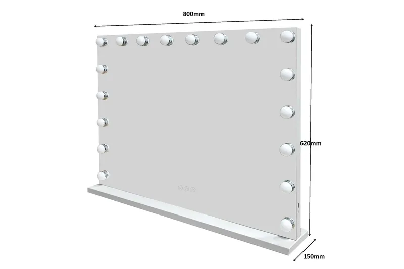 Glow Sminkbord 120 cm med Glasskiva Förvaring och Lådor samt Spegel 80 cm med Belysning - Vit - Möbler - Bord & matgrupper - Sminkbord & toalettbord