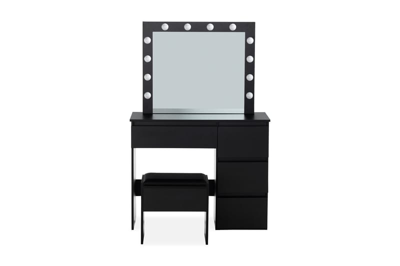 Hakebo Sminkbord 140 cm med LED Belysning - Svart - Sminkbord med spegel - Sminkbord & toalettbord - Sminkbord med lampor