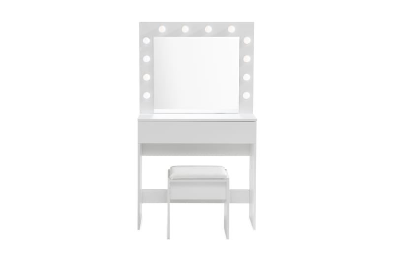 Hakebo Sminkbord 80 cm med LED-belysning - Vit - Sminkbord med lampor - Sminkbord & toalettbord - Sminkbord med spegel