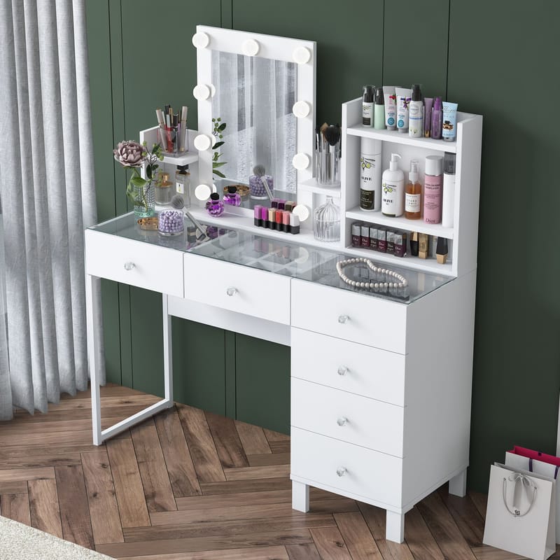 Jornes Sminkbord 120x136,8x40 cm - Vit - Möbler - Bord & matgrupper - Sminkbord & toalettbord