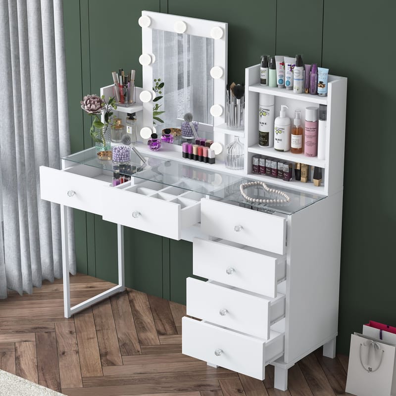 Jornes Sminkbord 120x136,8x40 cm - Vit - Möbler - Bord & matgrupper - Sminkbord & toalettbord