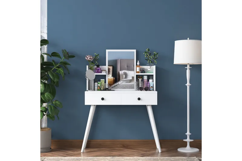 Junji Sminkbord 89,8x111,8 cm Vit - Hanah Home - Möbler - Bord & matgrupper - Sminkbord & toalettbord - Sminkbord med spegel