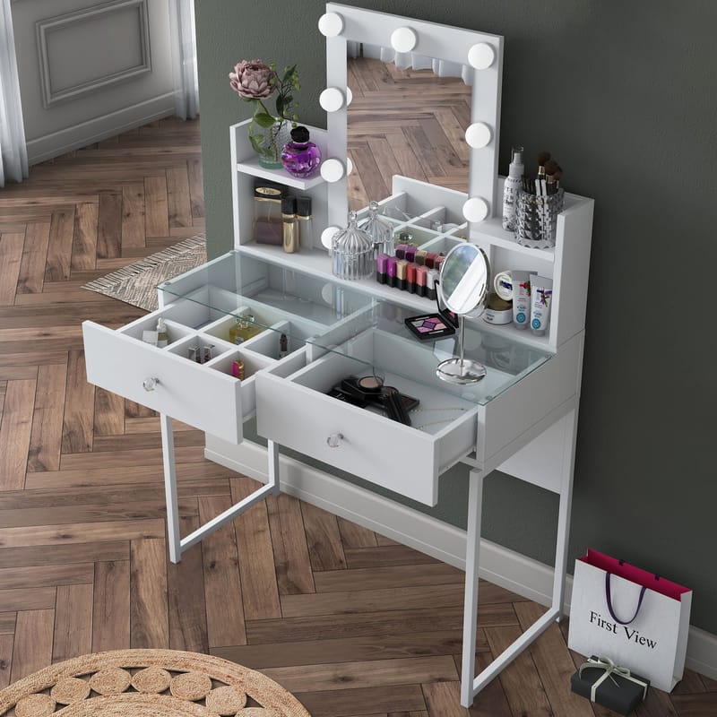 Keldan Sminkbord 90x136,8x40 cm - Vit - Möbler - Bord & matgrupper - Sminkbord & toalettbord