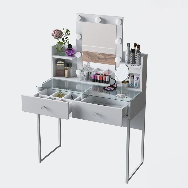 Keldan Sminkbord 90x136,8x40 cm, Vit