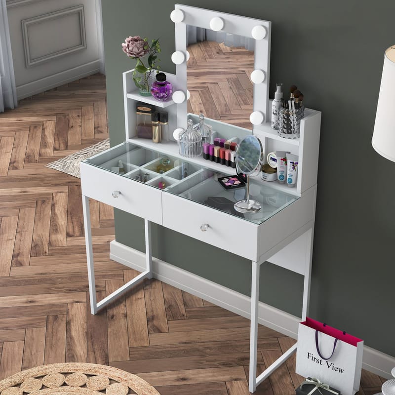 Keldan Sminkbord 90x136,8x40 cm - Vit - Möbler - Bord & matgrupper - Sminkbord & toalettbord
