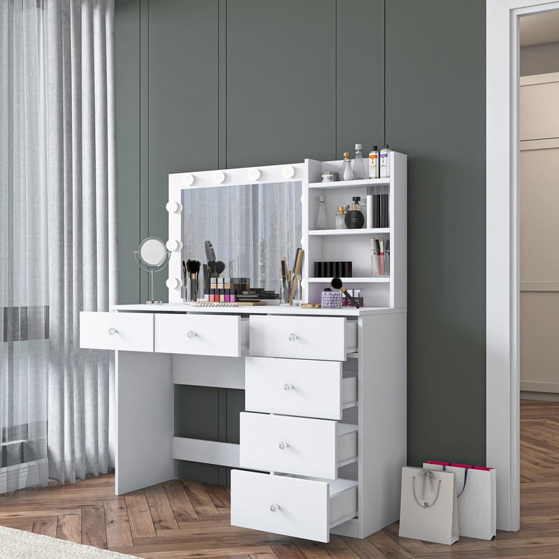 Lorvik Sminkbord 110x141,8x40 cm - Vit - Möbler - Bord & matgrupper - Sminkbord & toalettbord