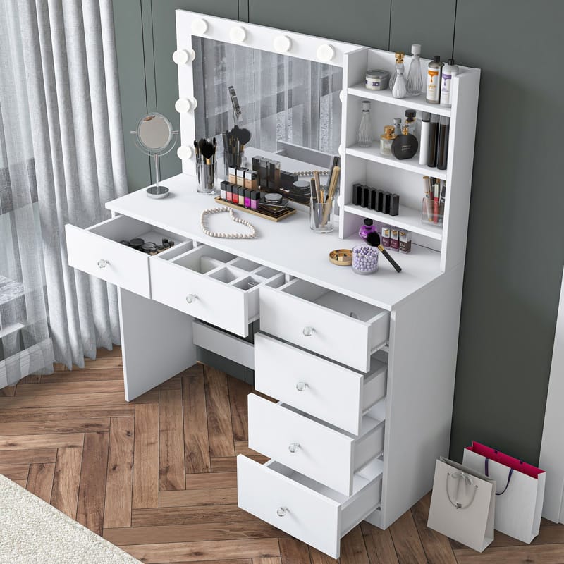 Lorvik Sminkbord 110x141,8x40 cm - Vit - Möbler - Bord & matgrupper - Sminkbord & toalettbord