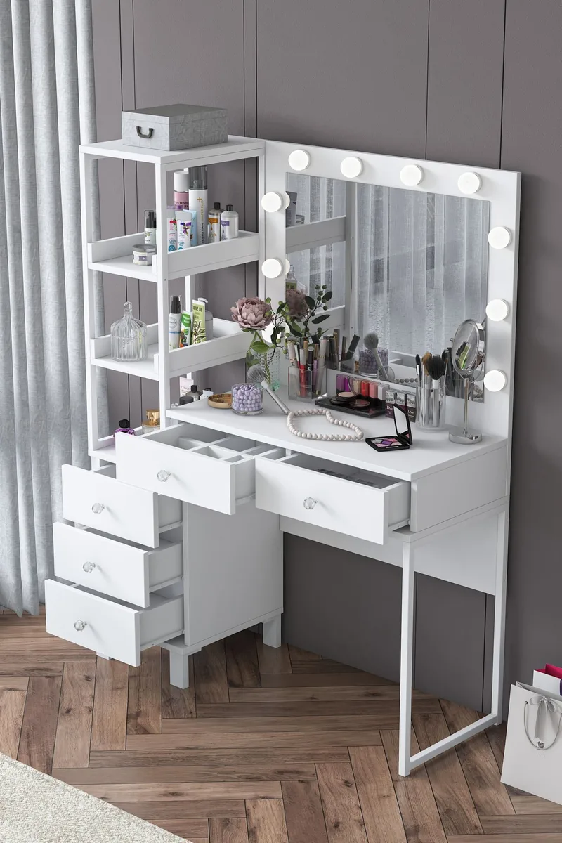Lorvik Sminkbord 110x141,8x40 cm - Vit - Möbler - Bord & matgrupper - Sminkbord & toalettbord