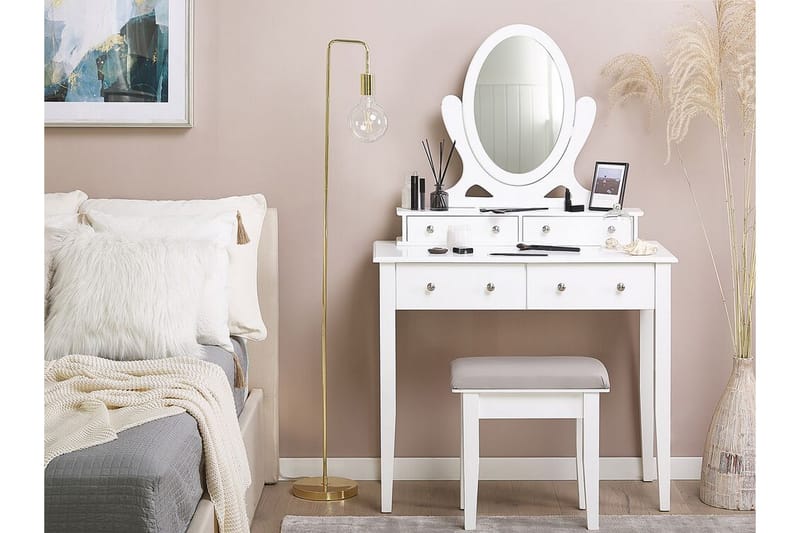 Luniere Toalettbord 90 cm - Vit - Sminkbord med spegel - Sminkbord & toalettbord
