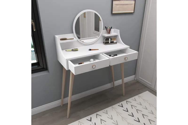 Mamt Sminkbord 90 cm - Vit - Möbler - Bord & matgrupper - Sminkbord & toalettbord - Sminkbord med spegel