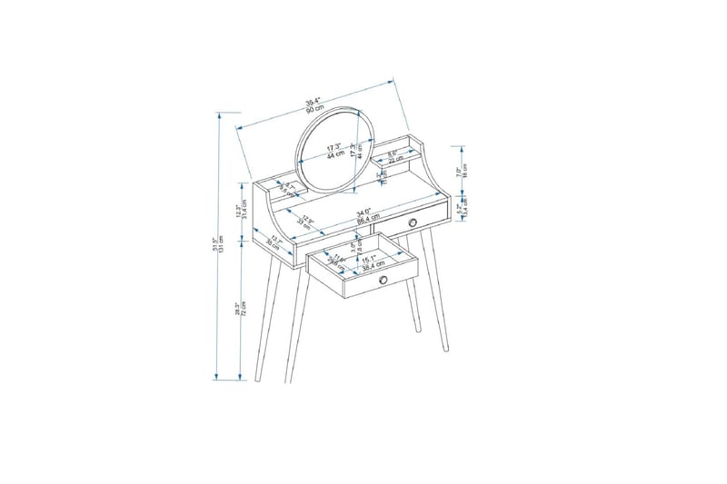 Mamt Sminkbord 90 cm - Vit - Möbler - Bord & matgrupper - Sminkbord & toalettbord