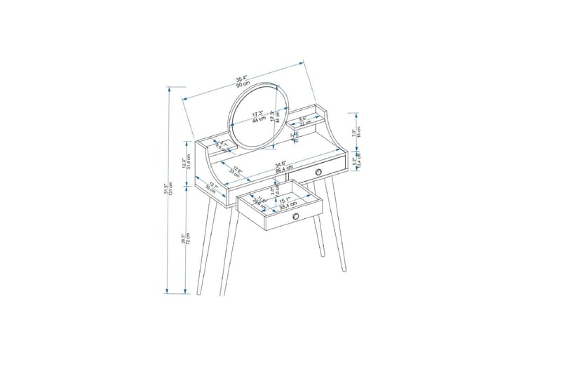 Mamt Sminkbord 90 cm - Vit - Sminkbord & toalettbord