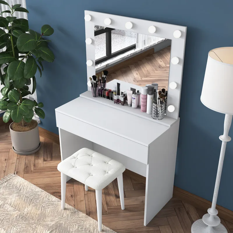 Matlerd Sminkbord 90x76,8x45 cm - Vit - Möbler - Bord & matgrupper - Sminkbord & toalettbord