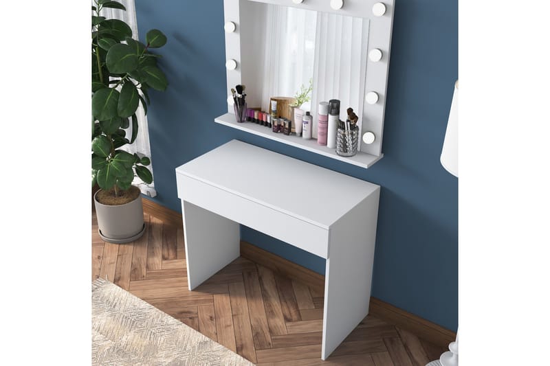 Naomori Sminkbord 90 cm - Vit - Möbler - Bord & matgrupper - Sminkbord & toalettbord - Sminkbord med spegel