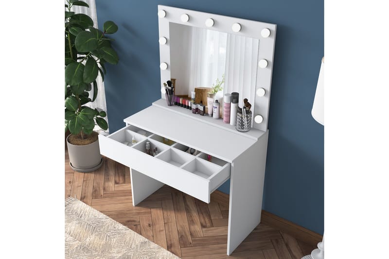 Naomori Sminkbord 90 cm - Vit - Möbler - Bord & matgrupper - Sminkbord & toalettbord - Sminkbord med spegel