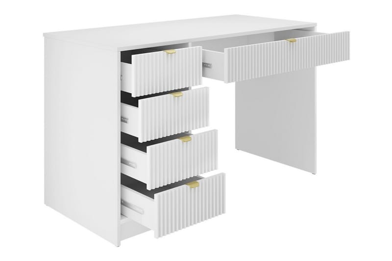 Novaj Sminkbord Med förvaring 55 cm djup 120 cm bred - Vit / Mässing Handtag - Möbler - Bord & matgrupper - Sminkbord & toalettbord
