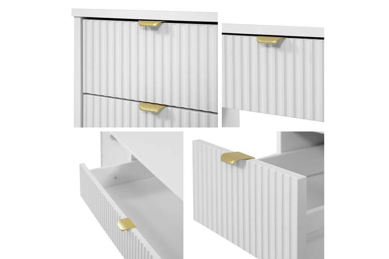 Novaj Sminkbord Med förvaring 55 cm djup 120 cm bred - Vit / Mässing Handtag - Möbler - Bord & matgrupper - Sminkbord & toalettbord