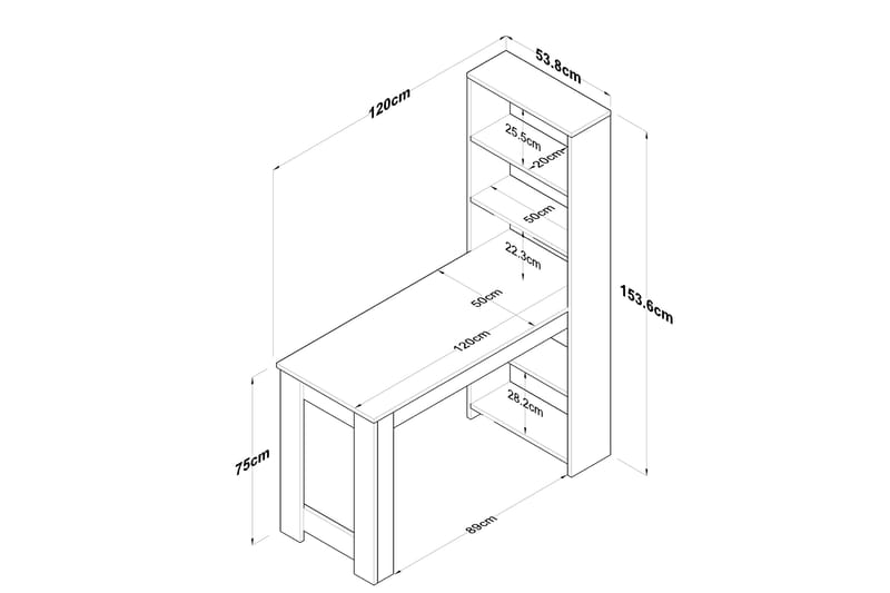 Patwal Sminkbord 120 cm - Valnöt/Vit - Sminkbord & toalettbord