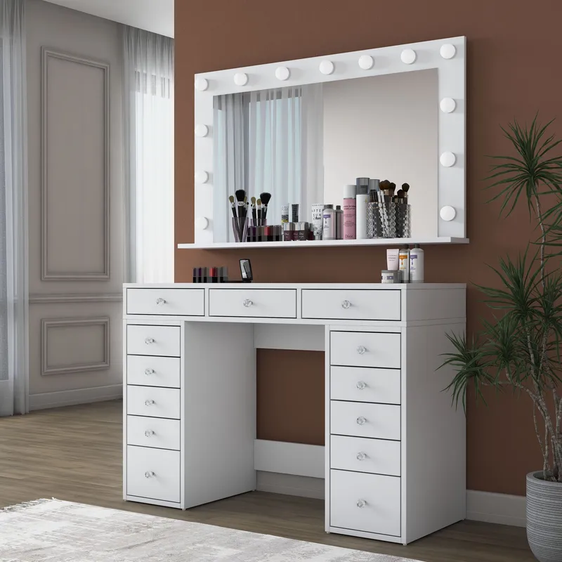 Pervik Sminkbord 120x81,6x44,5 cm - Vit, kallvit - Möbler - Bord & matgrupper - Sminkbord & toalettbord