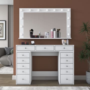 Pervik Sminkbord 120x81,6x44,5 cm - Vit, kallvit - Möbler - Bord & matgrupper - Sminkbord & toalettbord
