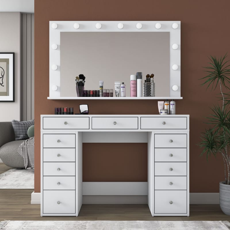 Pervik Sminkbord 120x81,6x44,5 cm - Vit, kallvit - Möbler - Bord & matgrupper - Sminkbord & toalettbord