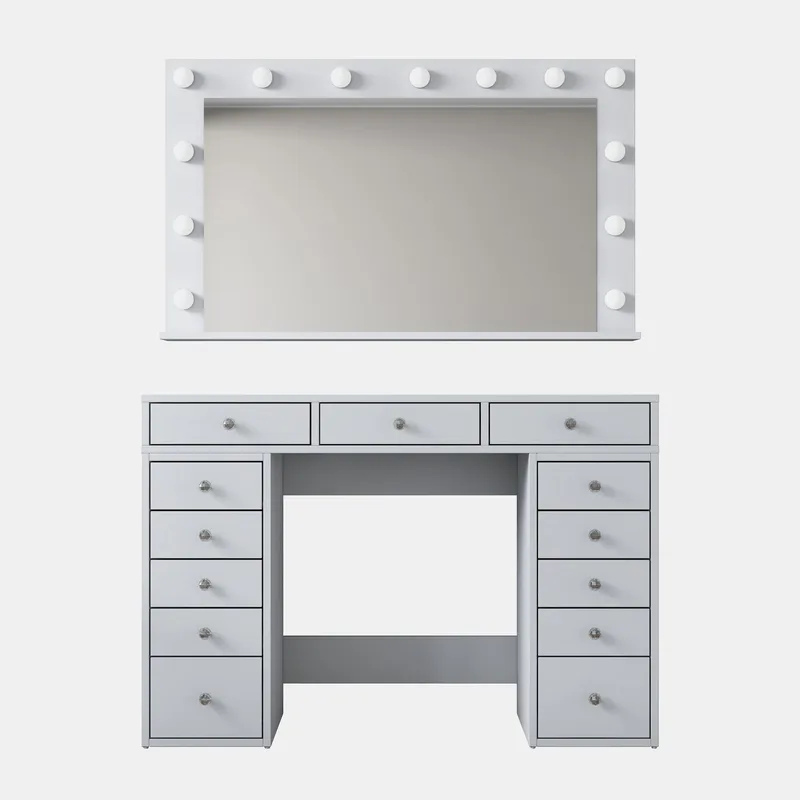 Pervik Sminkbord 120x81,6x44,5 cm, Vit, kallvit