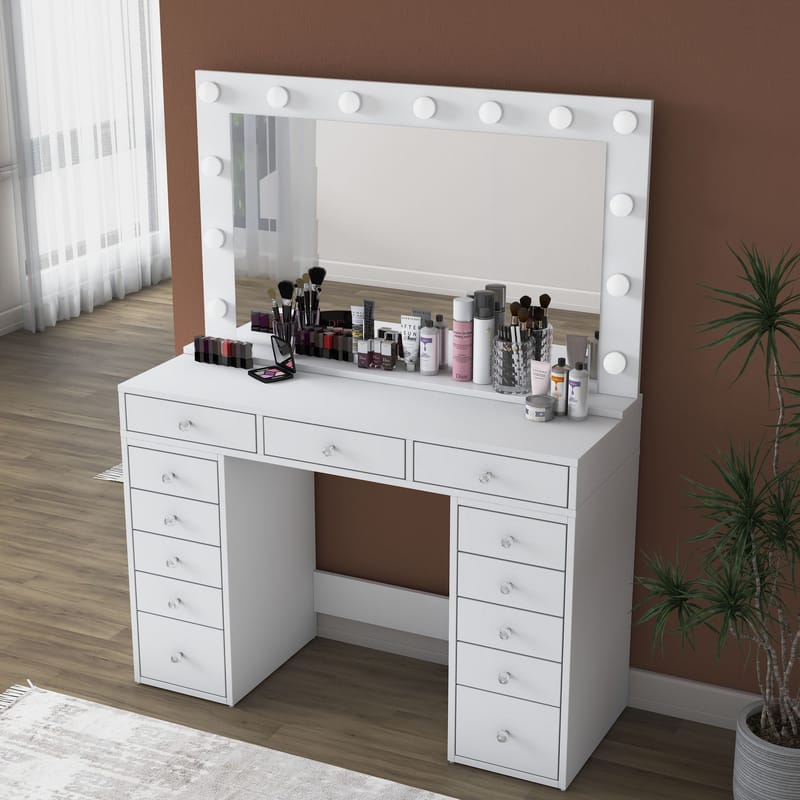 Pervik Sminkbord 120x81,6x44,5 cm - Vit, kallvit - Möbler - Bord & matgrupper - Sminkbord & toalettbord