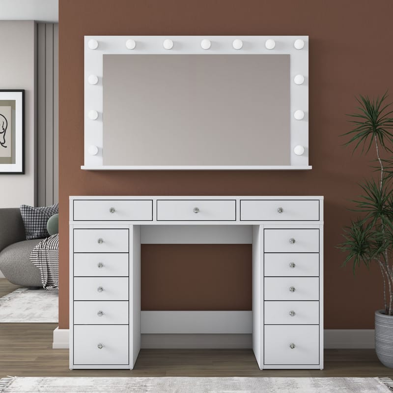 Pervik Sminkbord 120x81,6x44,5 cm - Vit, kallvit - Möbler - Bord & matgrupper - Sminkbord & toalettbord