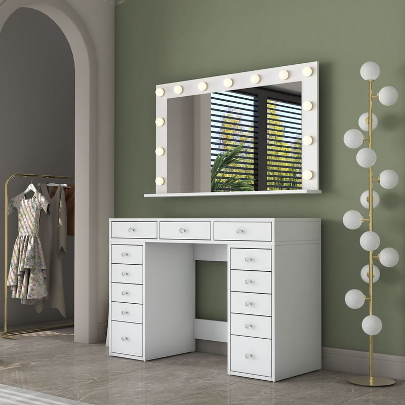 Pervik Sminkbord 120x81,6x44,5 cm - Vit, varmvit - Möbler - Bord & matgrupper - Sminkbord & toalettbord