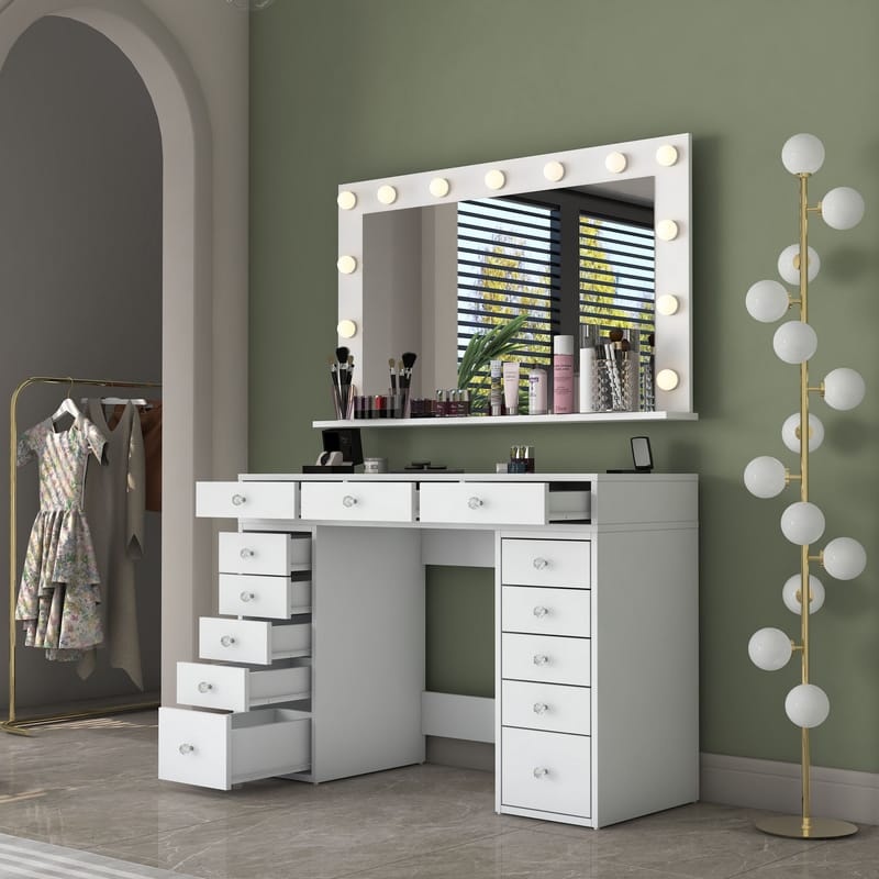 Pervik Sminkbord 120x81,6x44,5 cm - Vit, varmvit - Möbler - Bord & matgrupper - Sminkbord & toalettbord